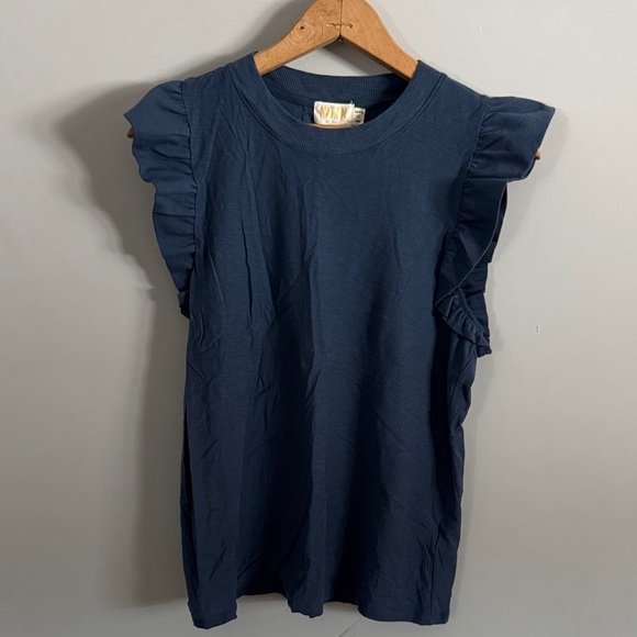 Nation LTD Tops - Nation Navy Ruffle Sleeve Women's Top